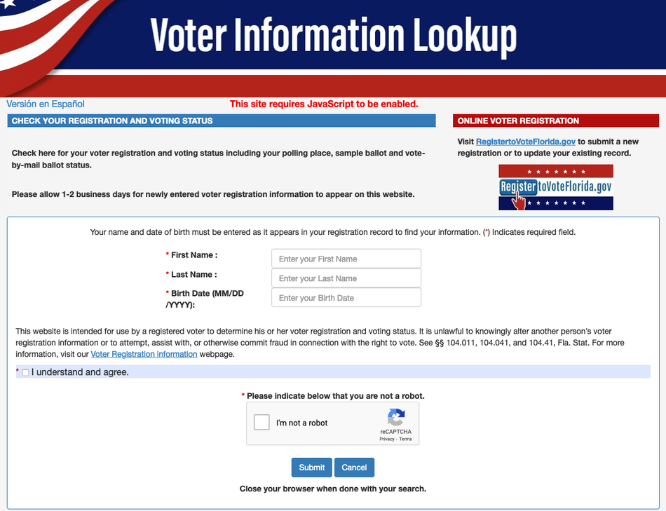 florida voter registration number look up