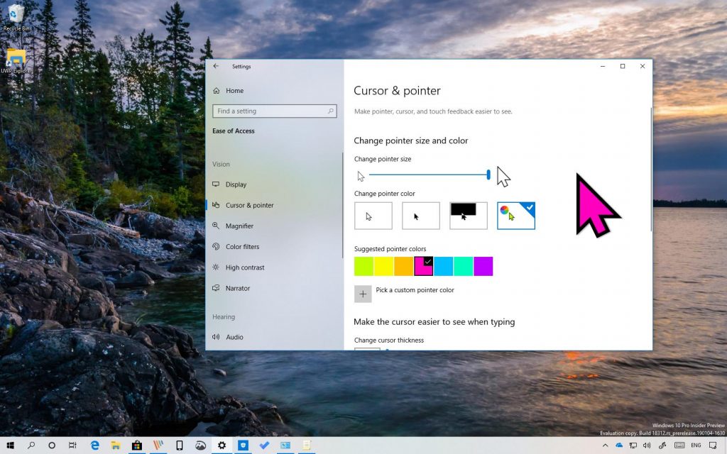 how do i change the color of my mouse cursor in windows 10