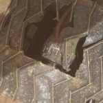 A NASA Mars rover has a giant hole in one of its wheels