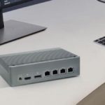 This fanless mini PC runs on an Intel Core i3 CPU, has two 10Gb Ethernet ports and can drive three 4K monitors